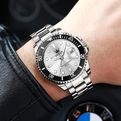OLEVS Luxury Watches for Men Big Face Stainless Steel Business Dress Analog Quartz Watch with Day Waterproof Luminous Mens Wrist Watch