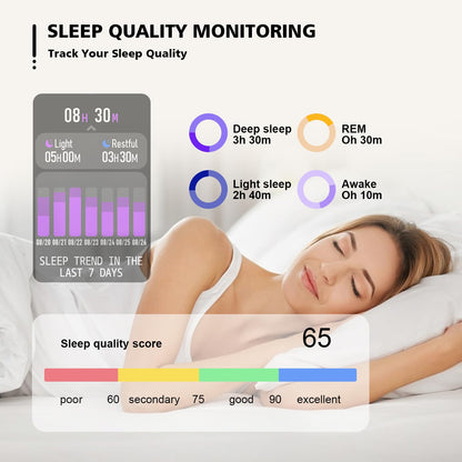 Smart Watch for Men Women SmartWatch 1.83" for iPhone Samsung Android Phone Compatible, Fitness Tracker Watch with Pedometer, Heart Rate/Sleep Monitor, Blood Oxygen, IP68 Waterproof