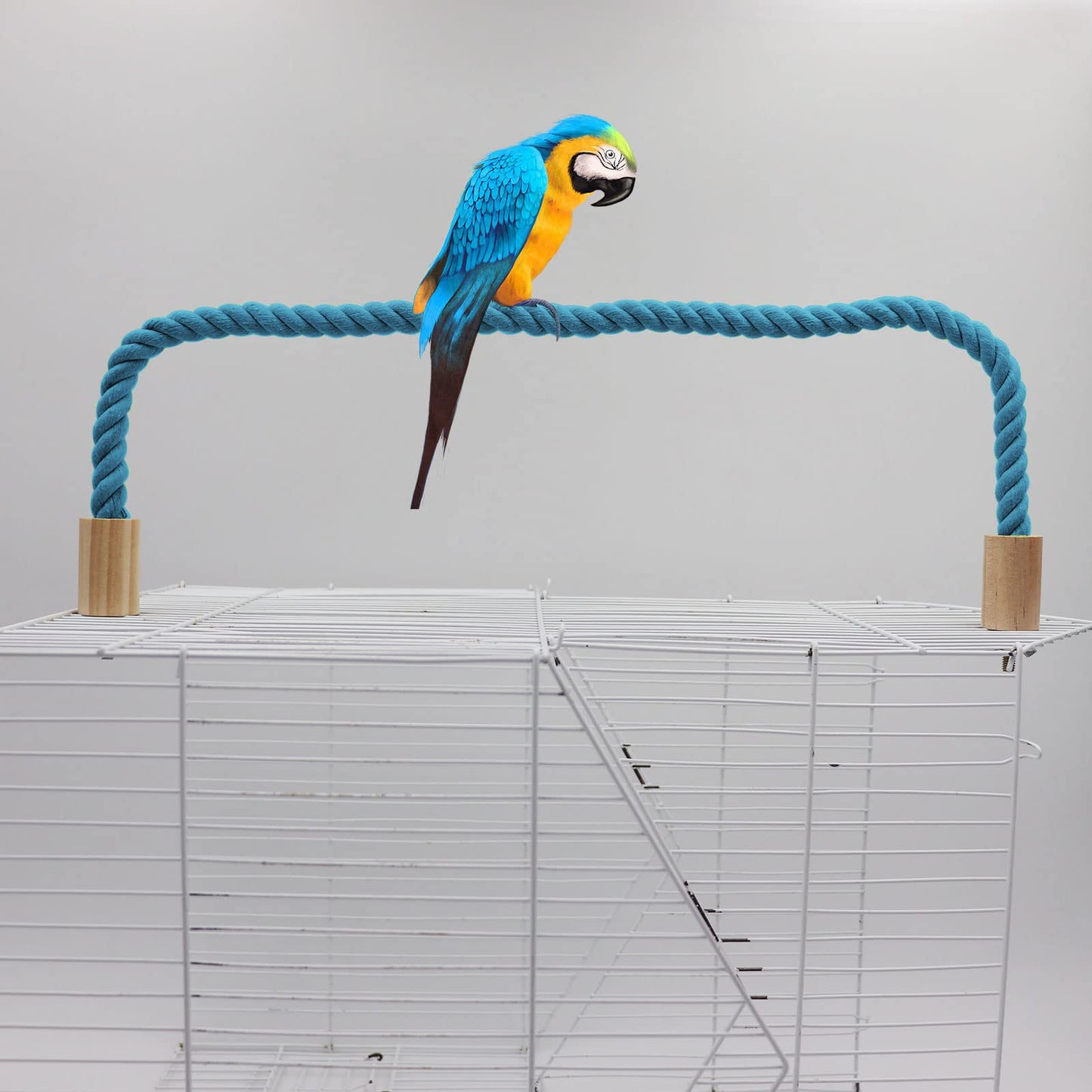 2 Pack Bird Hemp Rope Perch Swing, Bird Cage Stand Pole Accessories, Paw Grinding Standing Climbing Perch for Parrot, Parakeet, Budgies, Lovebirds(23.62"/60 cm)
