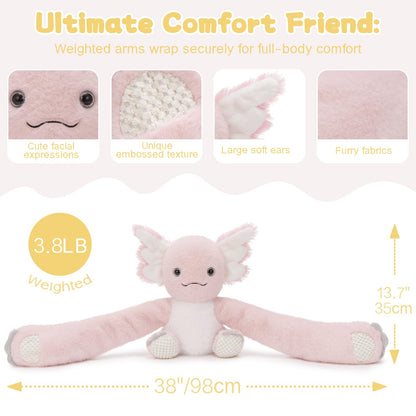 MaoGoLan 47" Giant Axolotl Stuffed Animal,Ultra Soft Salamander Kids Body Pillow Plush,4 Feet Jumbo Throw Pillow Plushie for Axolotl Lover,Home Decor,Gifts