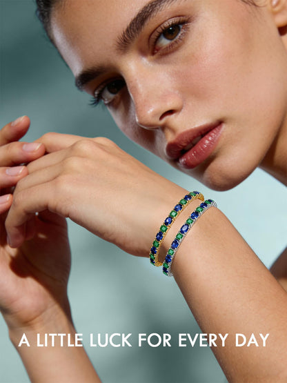 Sterling Silver Birthstone Bracelets for Women White Gold Tennis Bracelets Adjustable Chain 6-9 Inchs Jewelry Hypoallergenic Anniversary Birthday Gifts for Women Mom Wife Her