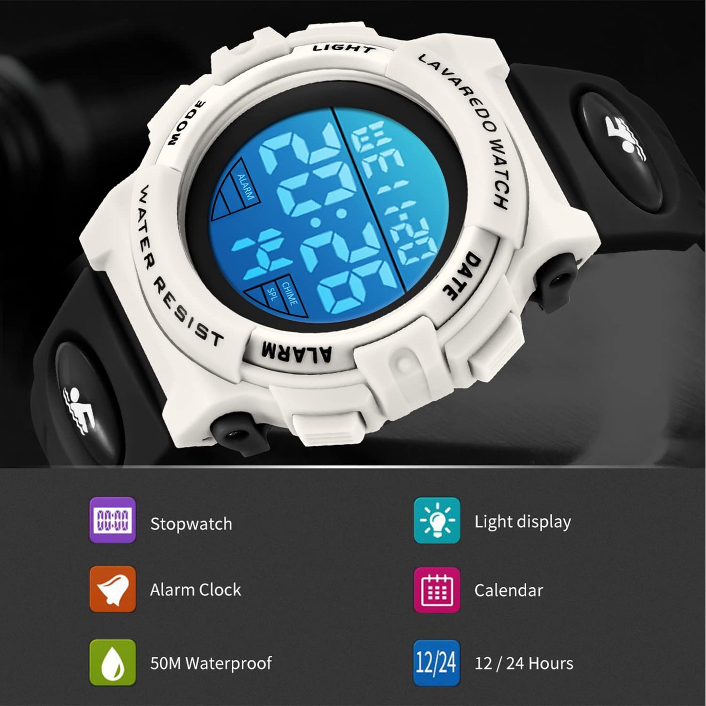 Kids Watch,Boys Watch for 3-15 Year Old Boys,Digital Sport Outdoor Multifunctional Chronograph LED 50 M Waterproof Alarm Calendar Analog Watch for Children with Silicone Band,Kids Gift