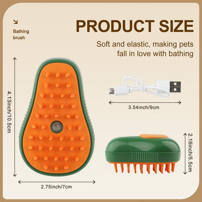 Cat Steam Brush, 3 In 1 Steamy Pet Brush, Silicone Massage Dog Hair Remover Comb, Spray Mist Grooming for Indoor Kittens (Mango Green)
