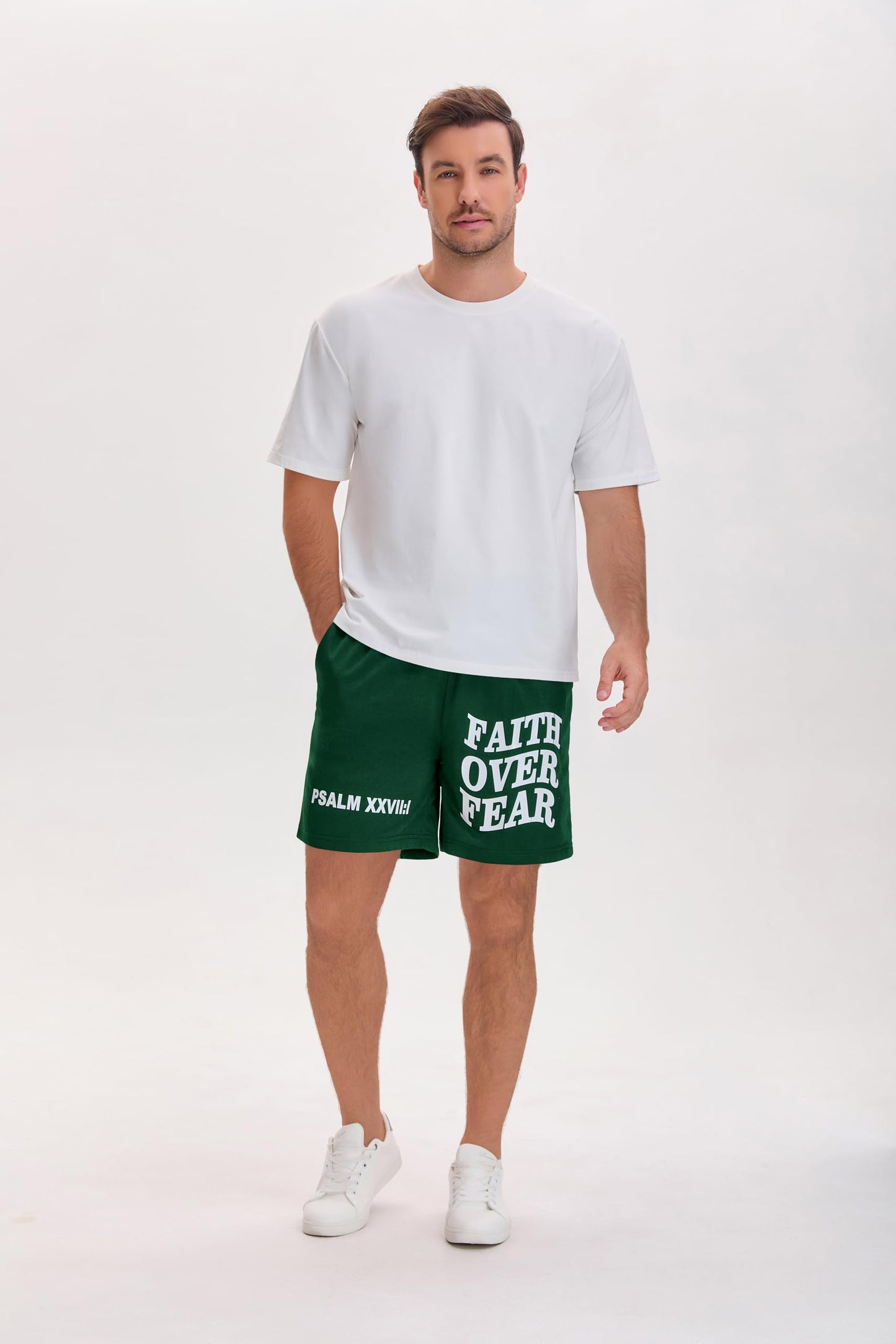 QJQ Men's Letter Graphic Drawstring Waist Shorts Summer Casual Workout Athletic Gym Track Shorts Streetwear
