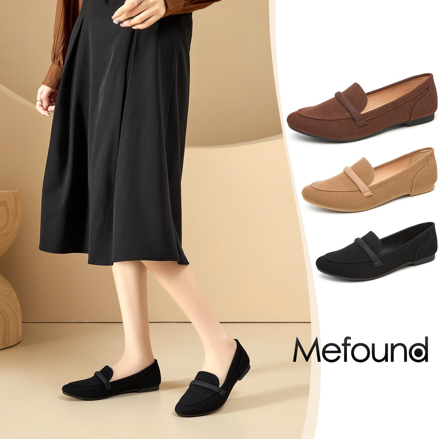 Women's Slip on Flats Shoes Runs Small Faux Suede Ballet Flats Fashion Business Casual Comfortable Flats Dressy Loafers for Women