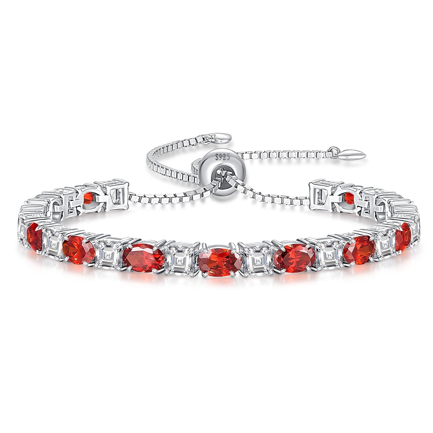 Sterling Silver Birthstone Bracelets for Women White Gold Tennis Bracelets Adjustable Chain 6-9 Inchs Jewelry Hypoallergenic Anniversary Birthday Gifts for Women Mom Wife Her