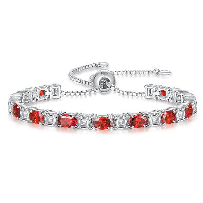 Sterling Silver Birthstone Bracelets for Women White Gold Tennis Bracelets Adjustable Chain 6-9 Inchs Jewelry Hypoallergenic Anniversary Birthday Gifts for Women Mom Wife Her