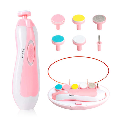 Electric Nail File Drill for Baby No Sharp Claws Hurt, 6 in 1 Safety Cutter Trimmer Clipper for Toes and Fingers (Blue)