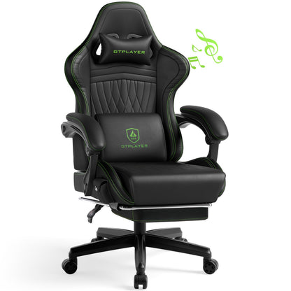 GTPLAYER Gaming Chair for Adults, Ergonomic Computer Game Chairs with Speakers, Footrest & Linkage Armrest, Reclining High Back Silla Gamer for Home Office, Ace Pro, Off-White