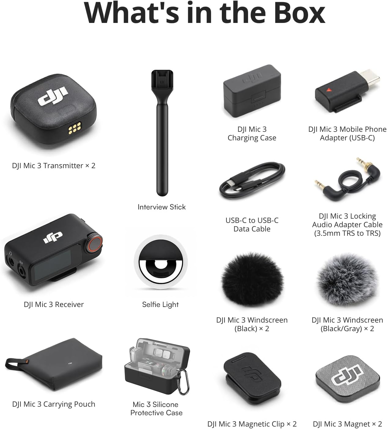 DJI Mic (2 TX + 1 RX + Charging Case), Wireless Lavalier Microphone, 250m (820 ft.) Range, 15-Hour Battery, Noise Cancellation Wireless Microphone for PC, iPhone, Record Interview, YouTube, Black | Dual Transmitters Plus 1 Receiver, Up to 250 M Line-of-Si