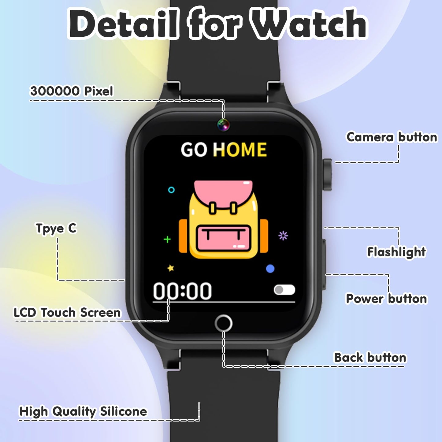 Luyiilo Smart Watch for Kids, with 26 Puzzle Games, Touch Screen, HD Camera, Alarm Clock, Toys for Ages 4-12 Years Old.Birthday Gift for Boys Girls (Blue)
