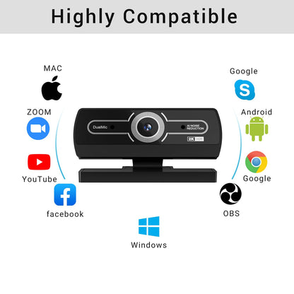 Diccik 1080P Webcam with Microphone, Full HD Video Calling Web Camera, HD Light Correction Streaming Webcam for Zoom/Skype/Teams, Plug and Play PC Camera Web cam for Windows & Mac