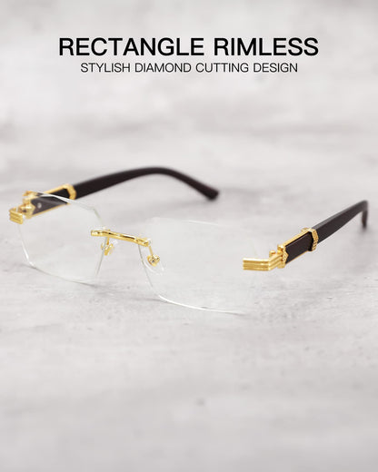 Pro Acme Rimless Rectangle Sunglasses for Men Women Hexagon Shade Eyewear Frameless y2k Glasses