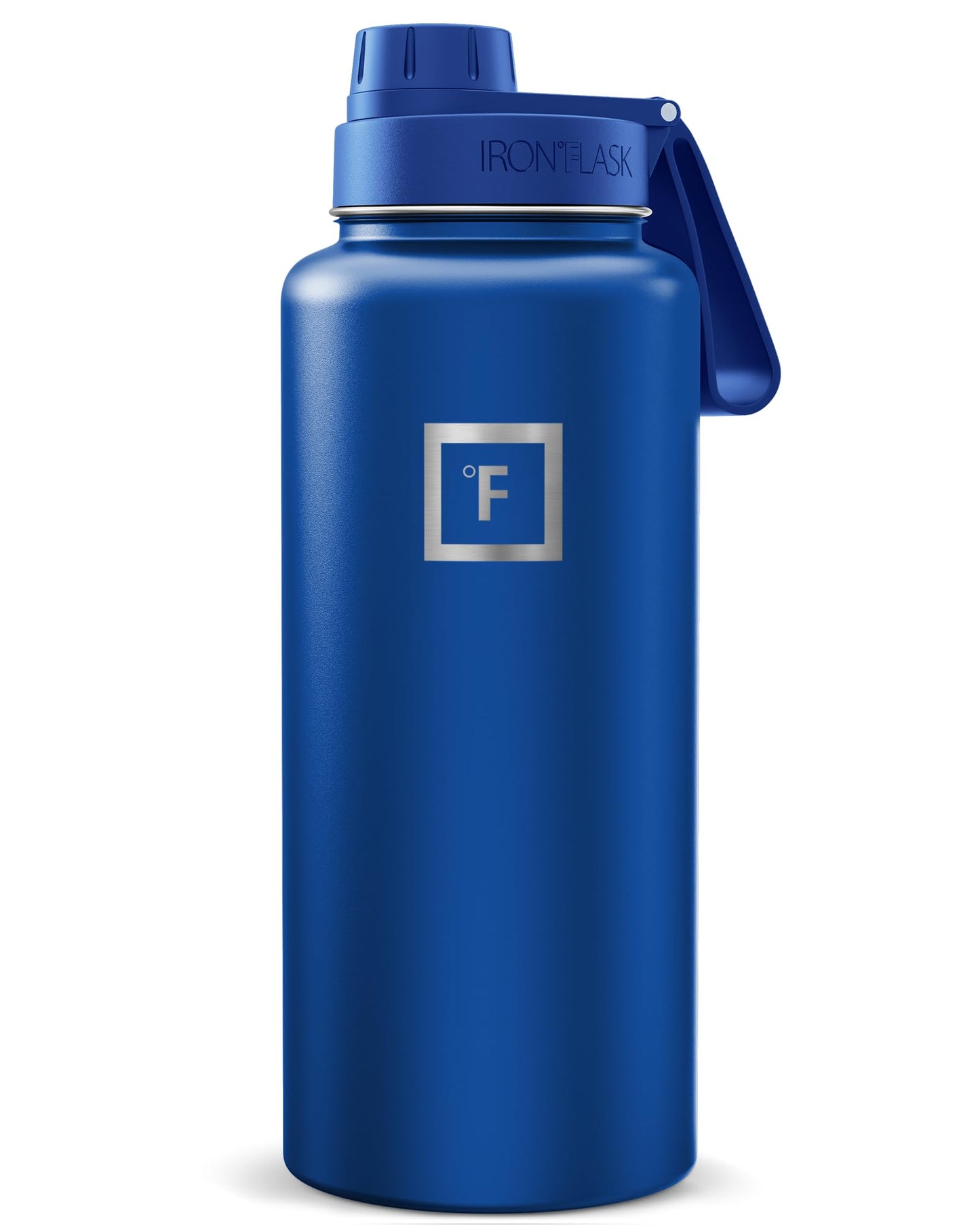 IRON °FLASK Camping & Hiking Hydration Flask with Straw, Wide Mouth Insulated Stainless Steel Sports Water Bottle - Midnight Black 24 oz - Straw (1 Lid)