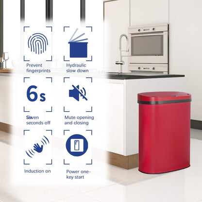 BestOffice | 13 Gallon Trash Can with Lid | Automatic Touchless Garbage Can | Odor Control | Modern Oval Design | Easy to Clean | Stainless Steel | Fits Any Kitchen, Bathroom, Office or Home