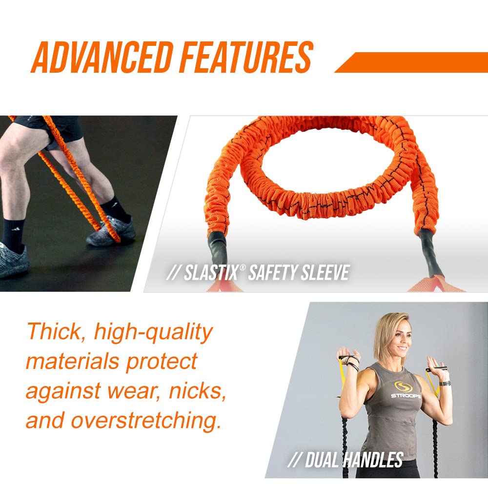 Stroops Slastix Toner Resistance Bands with Handles | Safe Sleeve Exercise Bands for Strength Training, Full Body Workouts, and Home Gym Fitness