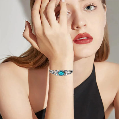 Genuine Turquoise Bracelet for Women 925 Sterling Silver Real Turquoise Cuff Bracelet Vintage Western Jewelry for Women