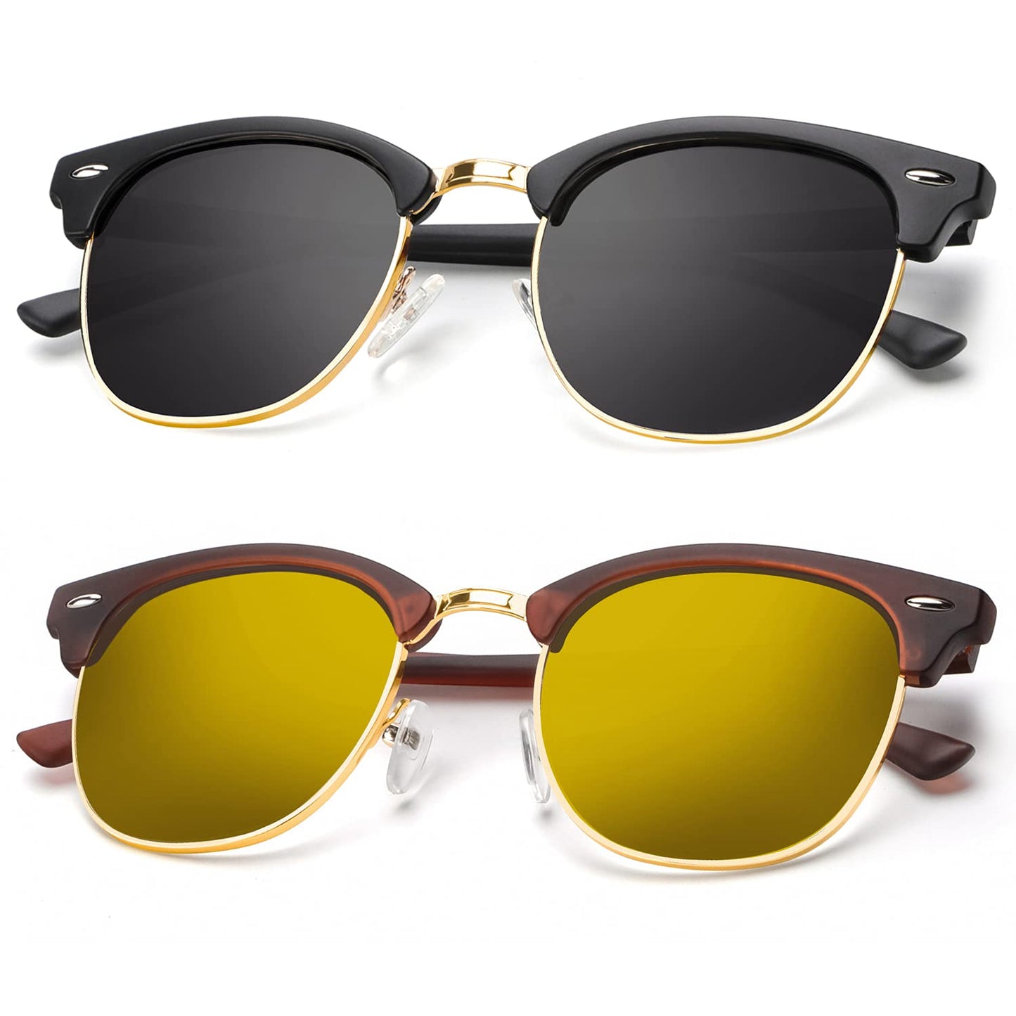 KALIYADI Polarized Sunglasses for Men and Women Semi-Rimless Frame Driving Sun glasses UV Blocking