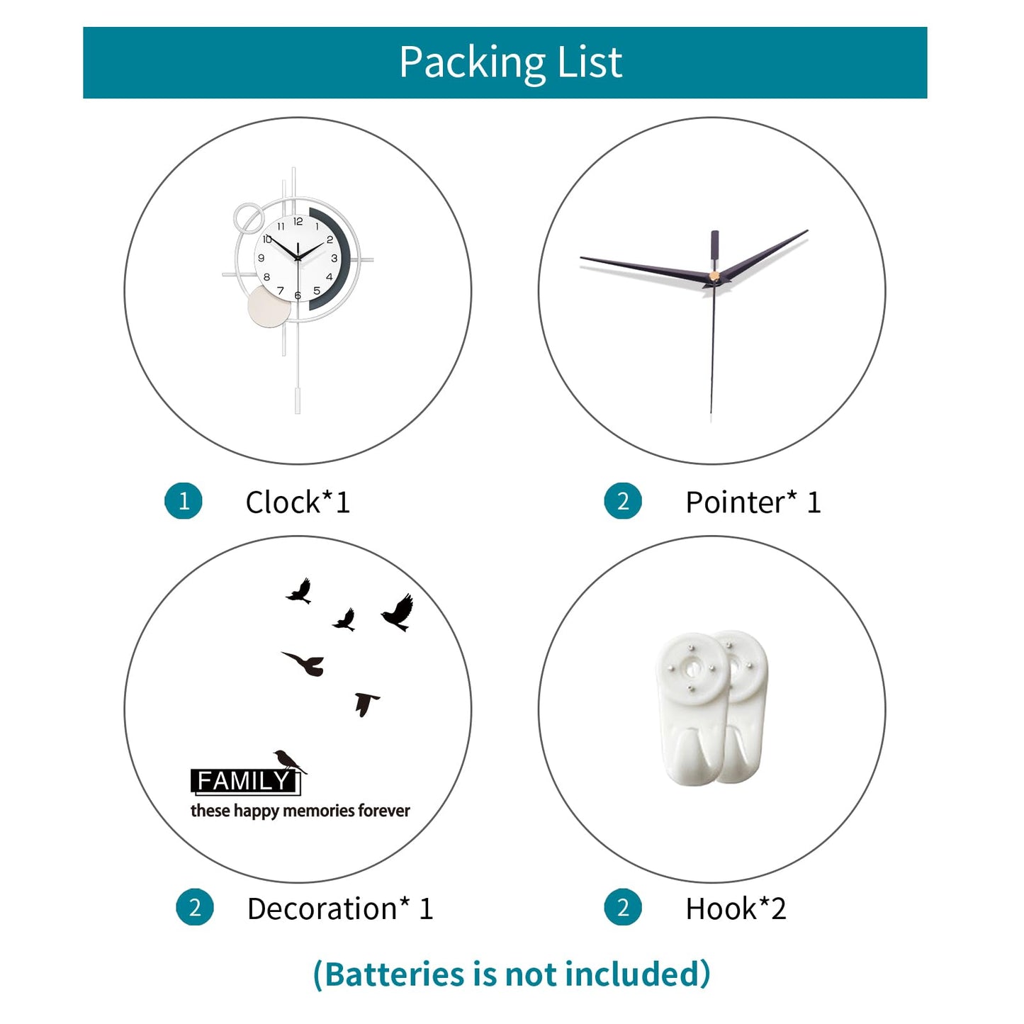 Wall Clock Decorative Large Modern Wall Clock Silent Non-Ticking Battery Operated Gold Unique Pendulum Clock for Living Room,Bedroom,Office,Kitchen,Bathroom,Wall Decor 13.8x21.9in
