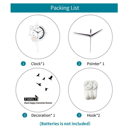 Wall Clock Decorative Large Modern Wall Clock Silent Non-Ticking Battery Operated Gold Unique Pendulum Clock for Living Room,Bedroom,Office,Kitchen,Bathroom,Wall Decor 13.8x21.9in