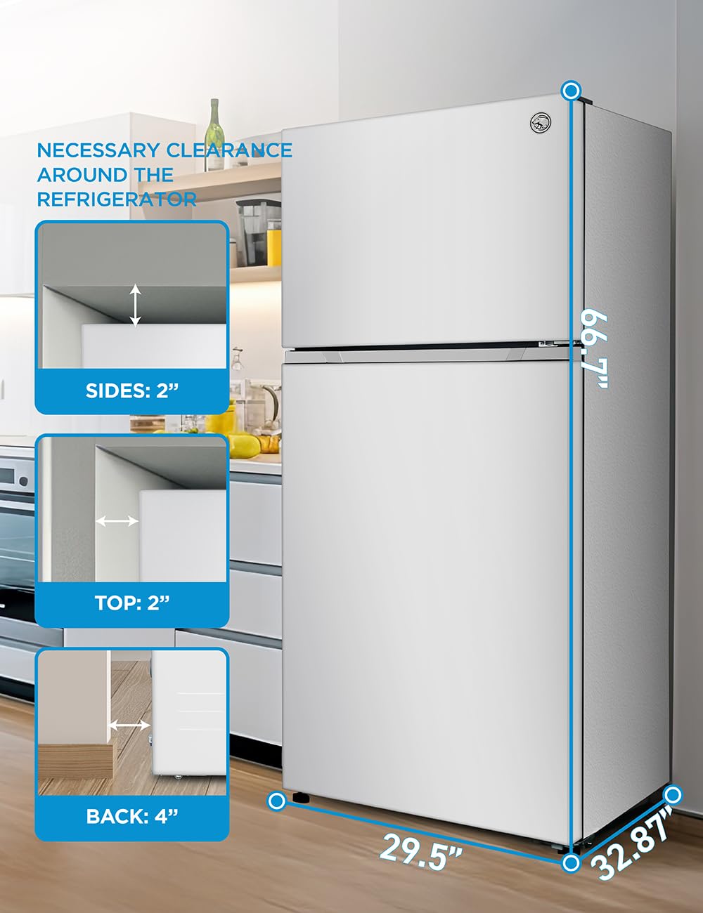 Commercial Cool 20 Cu. Ft. Top Mount Refrigerator with Freezer, 2-Door Refrigerator with Top Freezer and Adjustable Temperature Control, Ice Maker Ready, Energy Star Certified, Stainless Look