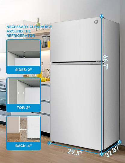 Commercial Cool 20 Cu. Ft. Top Mount Refrigerator with Freezer, 2-Door Refrigerator with Top Freezer and Adjustable Temperature Control, Ice Maker Ready, Energy Star Certified, Stainless Look