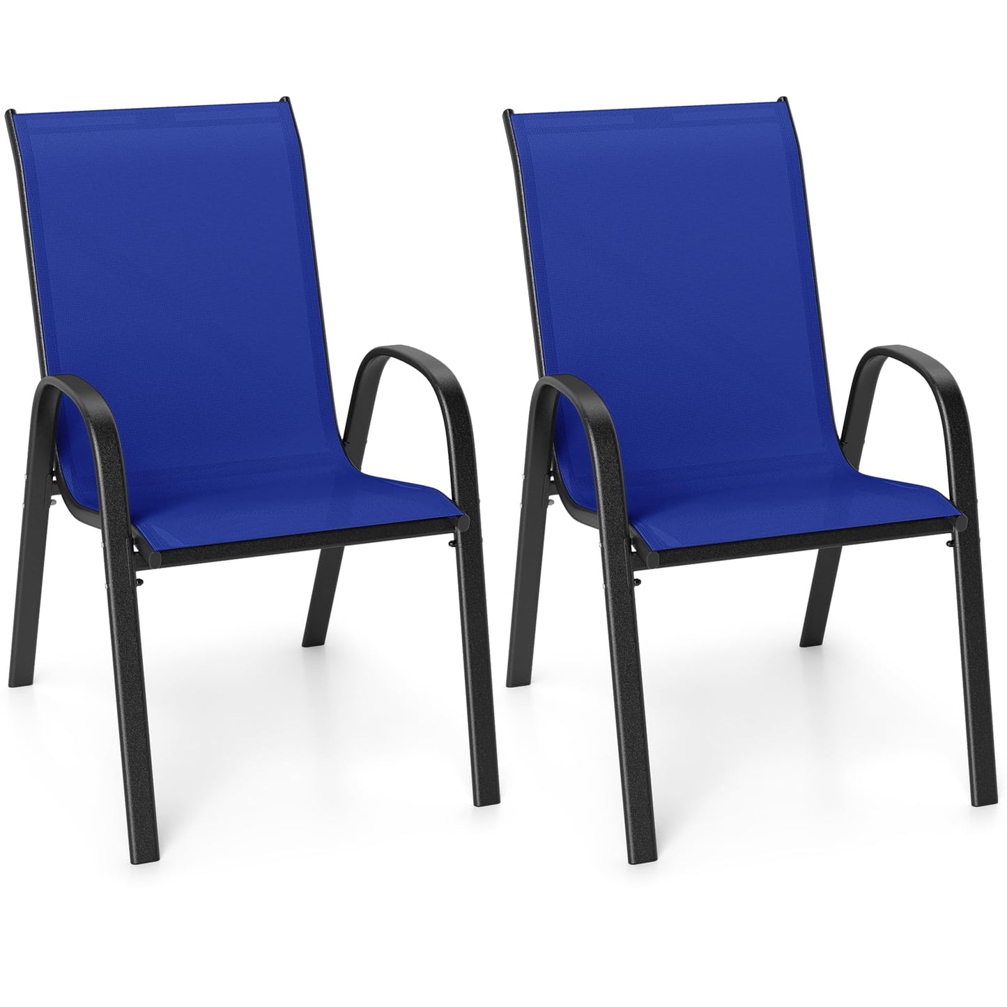 Tangkula Patio Dining Chairs Set of 4, Outdoor Stackable All Weather Heavy Duty Dining Chairs Set with Armrests, Support 330 LBS, for Poolside, Backyard, Garden, Deck, Front Porch (Brown)
