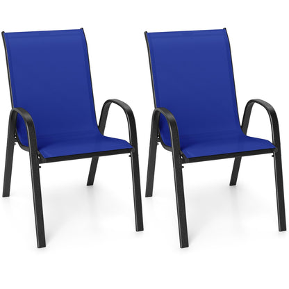 Tangkula Patio Dining Chairs Set of 4, Outdoor Stackable All Weather Heavy Duty Dining Chairs Set with Armrests, Support 330 LBS, for Poolside, Backyard, Garden, Deck, Front Porch (Brown)