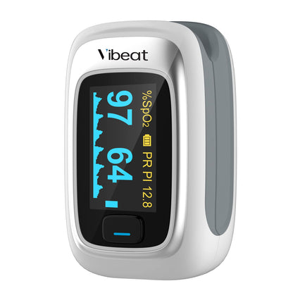 Vibeat Fingertip Pulse Oximeter, Blood Oxygen Saturation Monitor, Finger O2 Sensor with Pulse Rate, Batteries and Lanyard Included, Black
