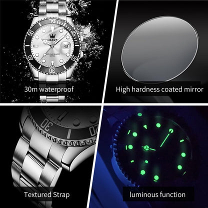 OLEVS Luxury Watches for Men Big Face Stainless Steel Business Dress Analog Quartz Watch with Day Waterproof Luminous Mens Wrist Watch