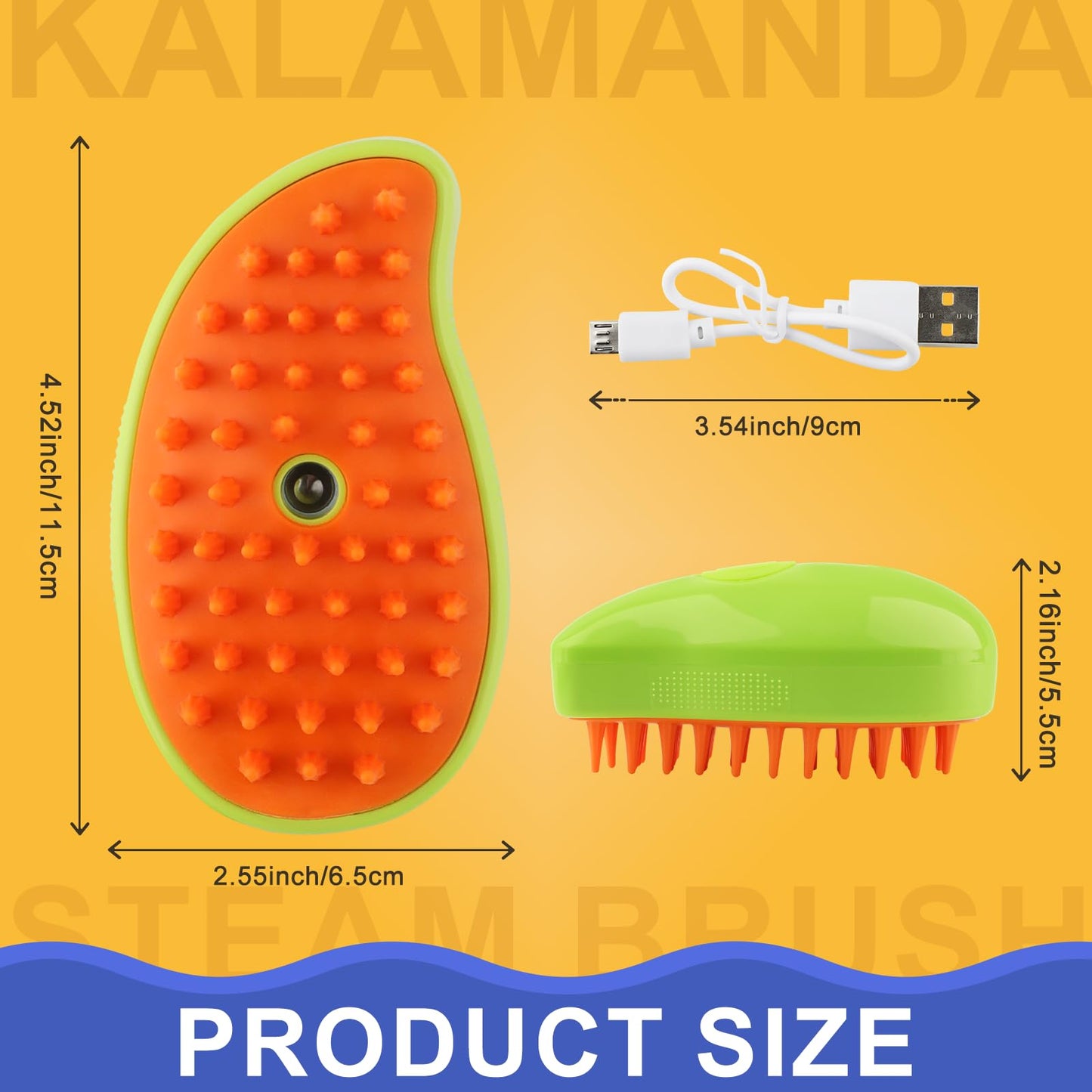 Cat Steam Brush, 3 In 1 Steamy Pet Brush, Silicone Massage Dog Hair Remover Comb, Spray Mist Grooming for Indoor Kittens (Mango Green)