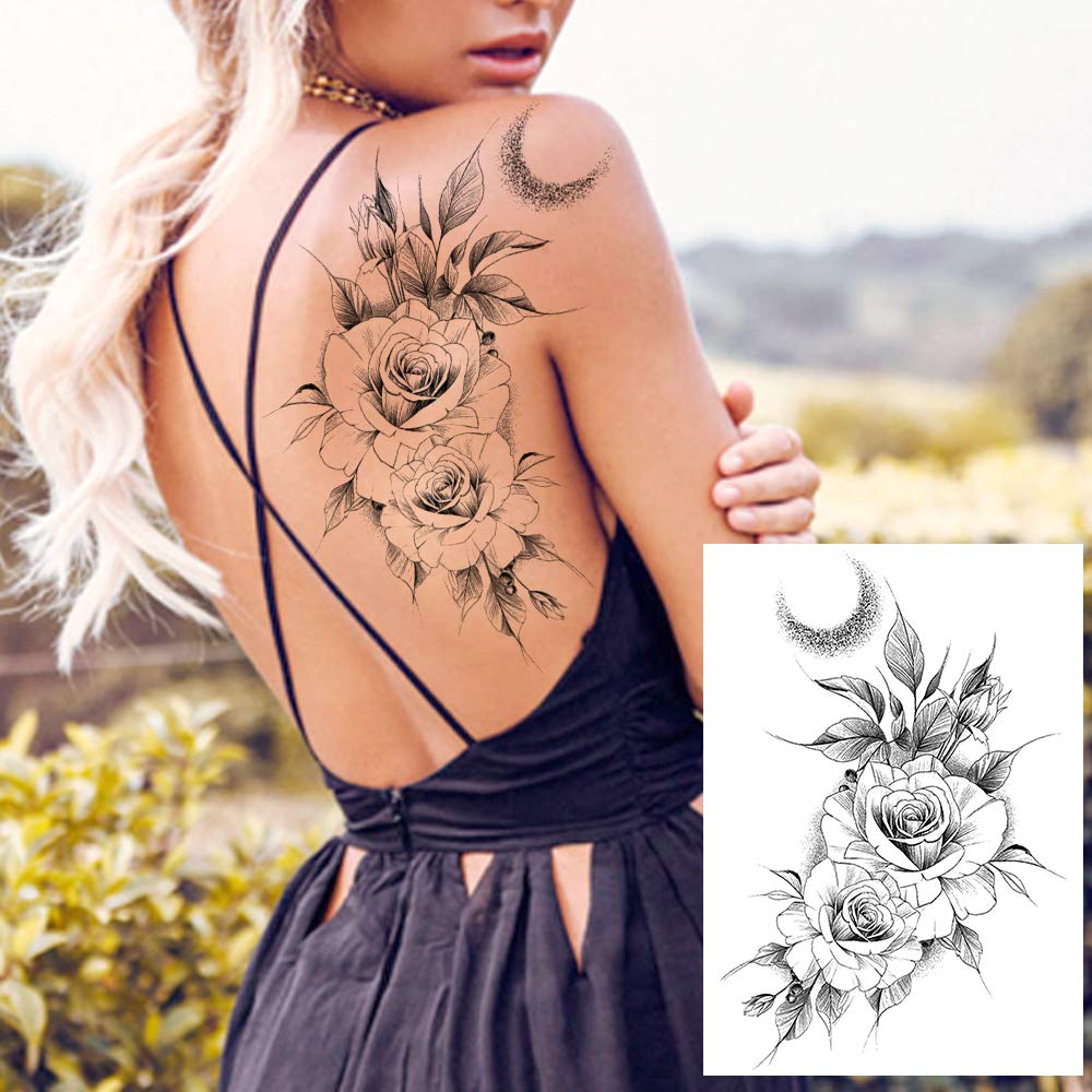 12 Sheets Beautiful Butterfly Flowers Temporary Tattoos For Women Feet Hands Body Art, Realistic Rose Peony Floral Fake Tattoo Sticker For Legs Ankle, Waterproof Lily Dreamcatcher Temp Tatoos Decals