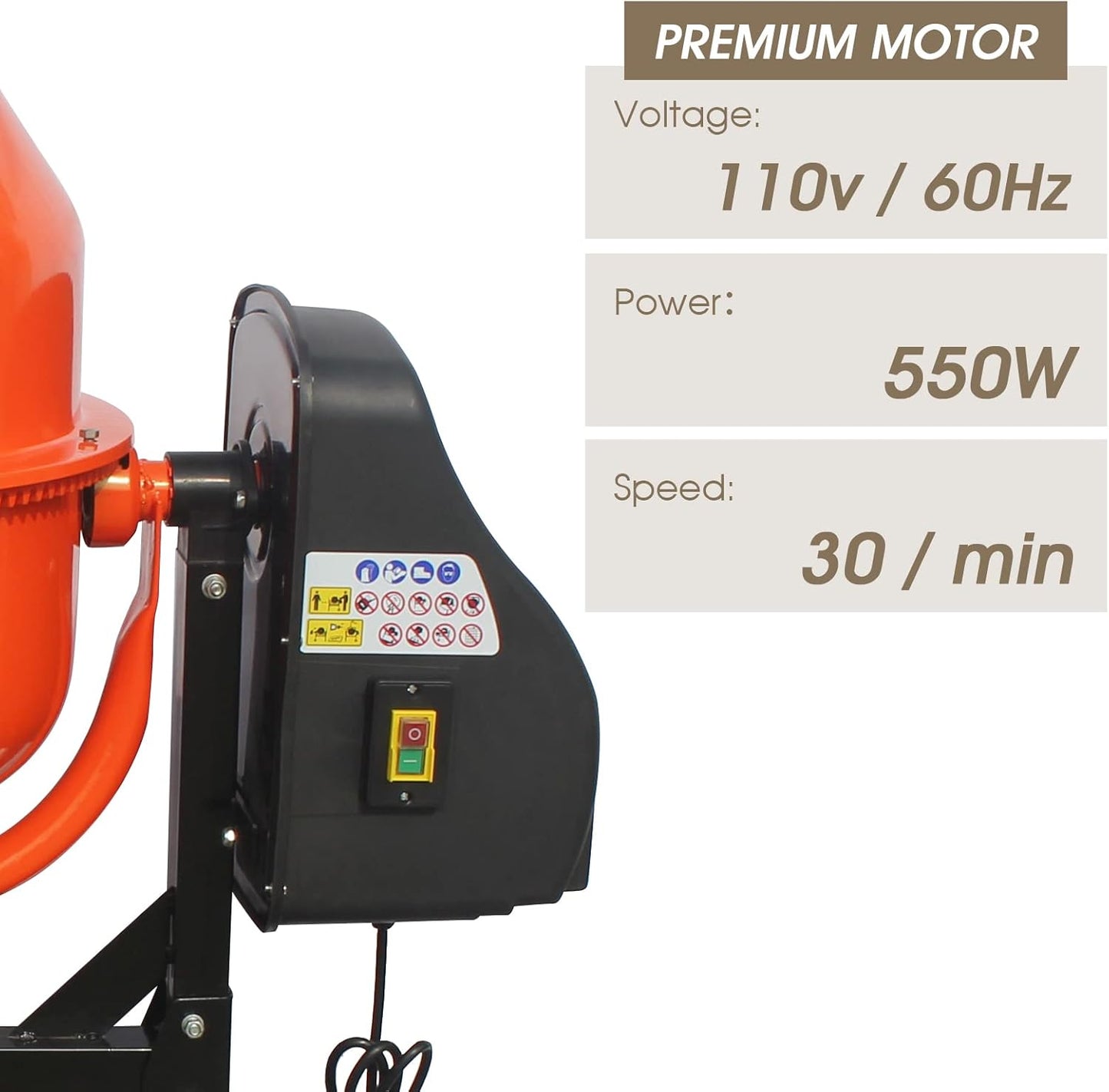 5 Cubic Ft Concrete Cement Mixer with Wheel and Stand,Electric ConcreteMixer 0.75 HP 550W Adjustable Tilt, Portable Heavy Concrete Mud Mixer Toolsfor Mortar Stucco Seeds and Fodder
