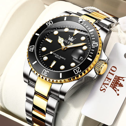 OLEVS Luxury Watches for Men Big Face Stainless Steel Business Dress Analog Quartz Watch with Day Waterproof Luminous Mens Wrist Watch