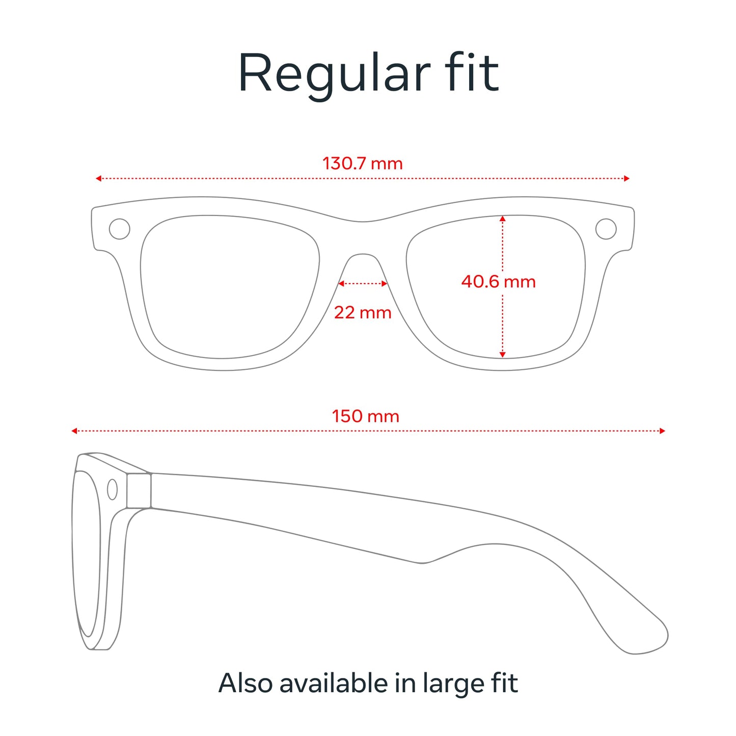 Meta Ray-Ban (Gen 1), Wayfarer Large, Matte Black | Smart AI Glasses for Men, Women — 12 MP Ultra-Wide Camera, Audio, Video Recording, Bluetooth — Polarized Gradient Graphite Lenses — Sunglasses