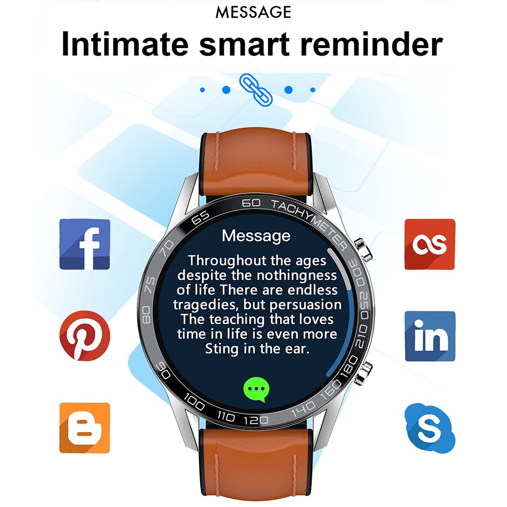 Men Smart Watch for Android iOS, Bluetooth Calls Voice Chat with Heart Rate/Sleep Monitor Fitness Tracker, 1.3" Full Touch Screen IP67 Waterproof Stainless Steel Activity Tracker for Men