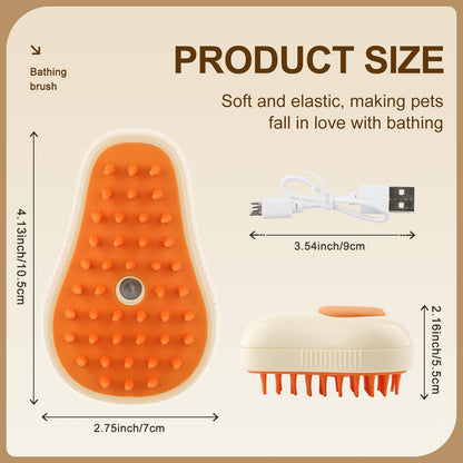 Cat Steam Brush, 3 In 1 Steamy Pet Brush, Silicone Massage Dog Hair Remover Comb, Spray Mist Grooming for Indoor Kittens (Mango Green)