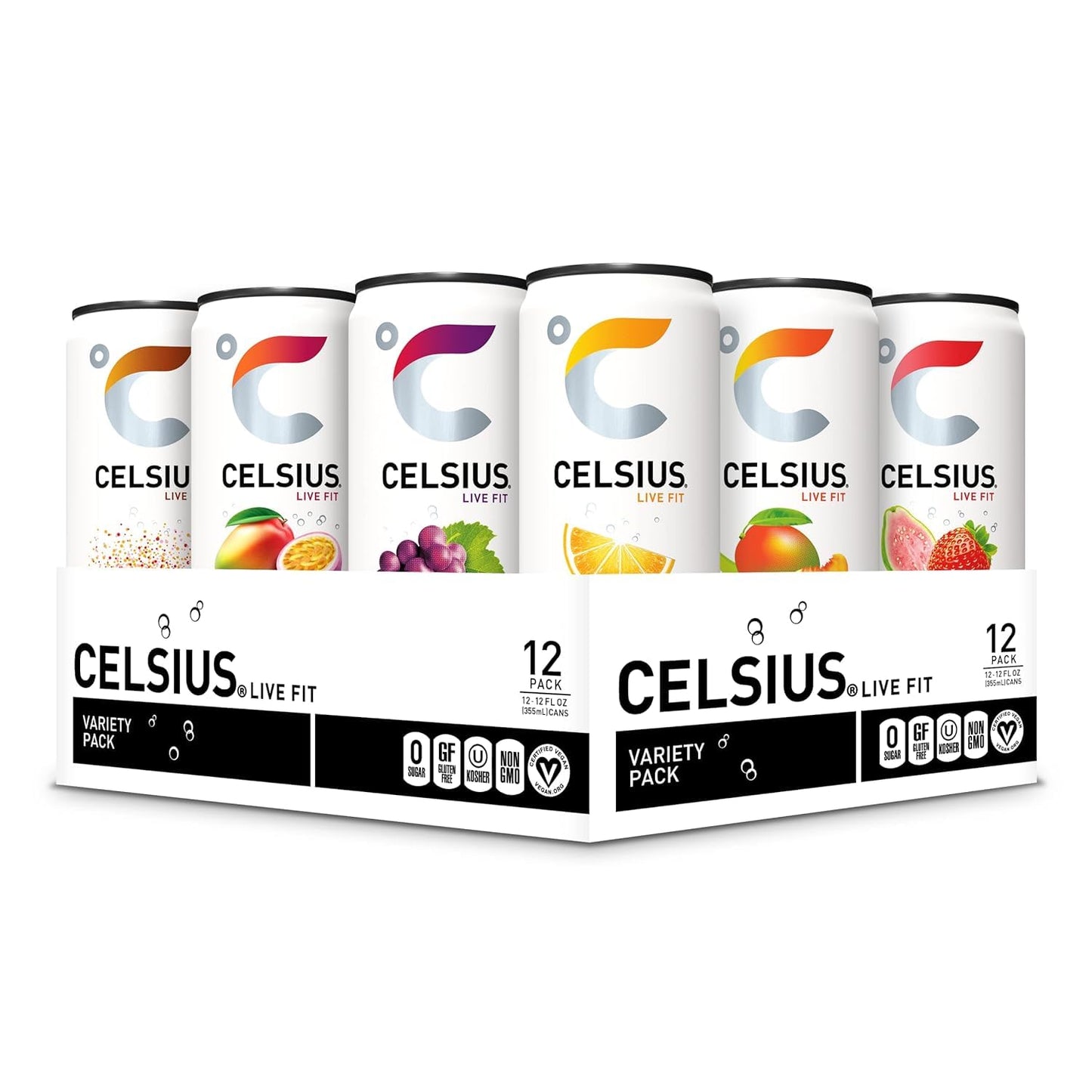 CELSIUS Sparkling Orange, Sugar Free Energy Drink, 12 Fl Oz (Pack of 12)