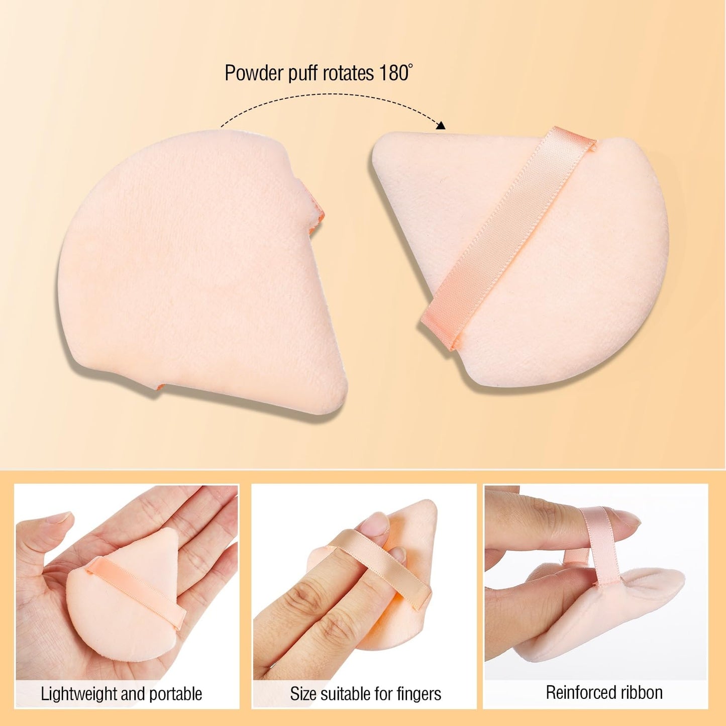 Pimoys 6 Pieces Powder Puff, Face Makeup Sponge Soft Velour Triangle Powder Puffs Beauty Sponge for Loose Powder (Black, Pink)