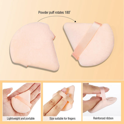 Pimoys 6 Pieces Powder Puff, Face Makeup Sponge Soft Velour Triangle Powder Puffs Beauty Sponge for Loose Powder (Black, Pink)