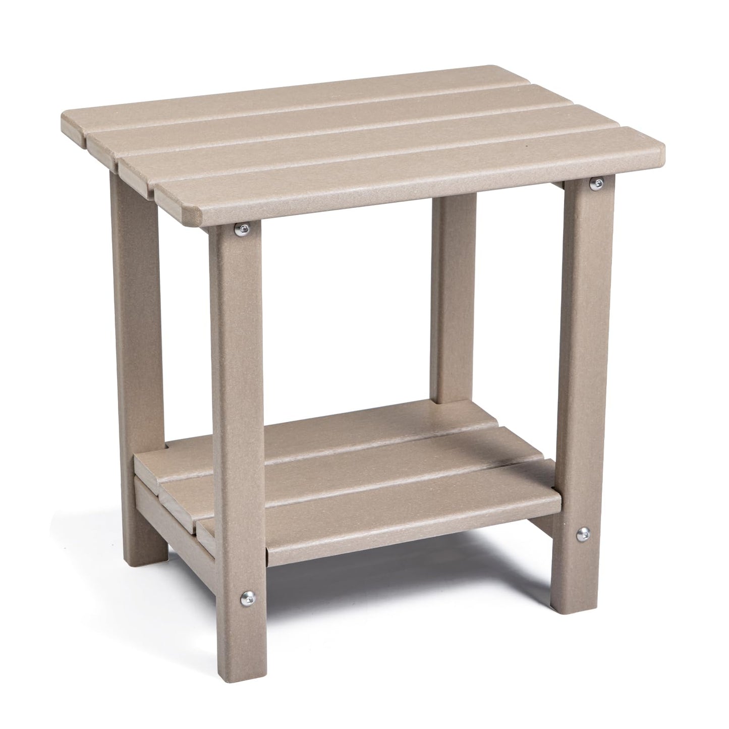 Apolimi Adirondack Outdoor Side Table, 2-Tier Sturdy Patio End Table Weather Resistant, 16.5" Solid Side Table for Patio, Pool, Porch