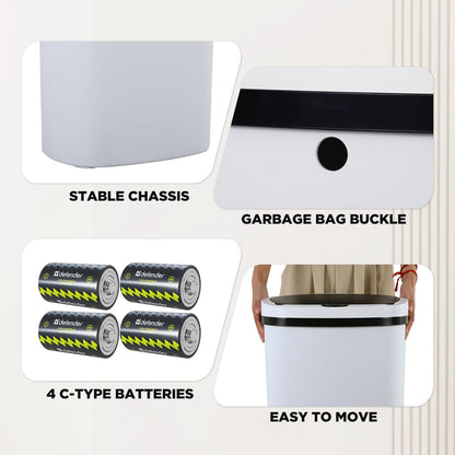 BestOffice | 13 Gallon Trash Can with Lid | Automatic Touchless Garbage Can | Odor Control | Modern Oval Design | Easy to Clean | Stainless Steel | Fits Any Kitchen, Bathroom, Office or Home