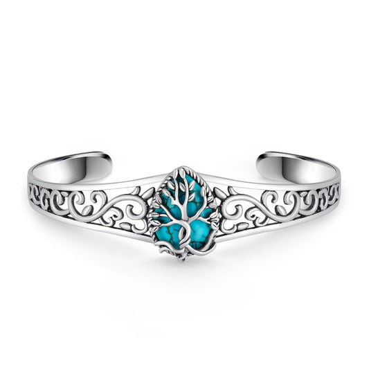 Genuine Turquoise Bracelet for Women 925 Sterling Silver Real Turquoise Cuff Bracelet Vintage Western Jewelry for Women