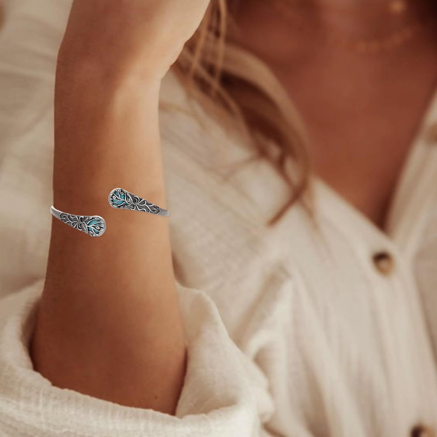 Genuine Turquoise Bracelet for Women 925 Sterling Silver Real Turquoise Cuff Bracelet Vintage Western Jewelry for Women