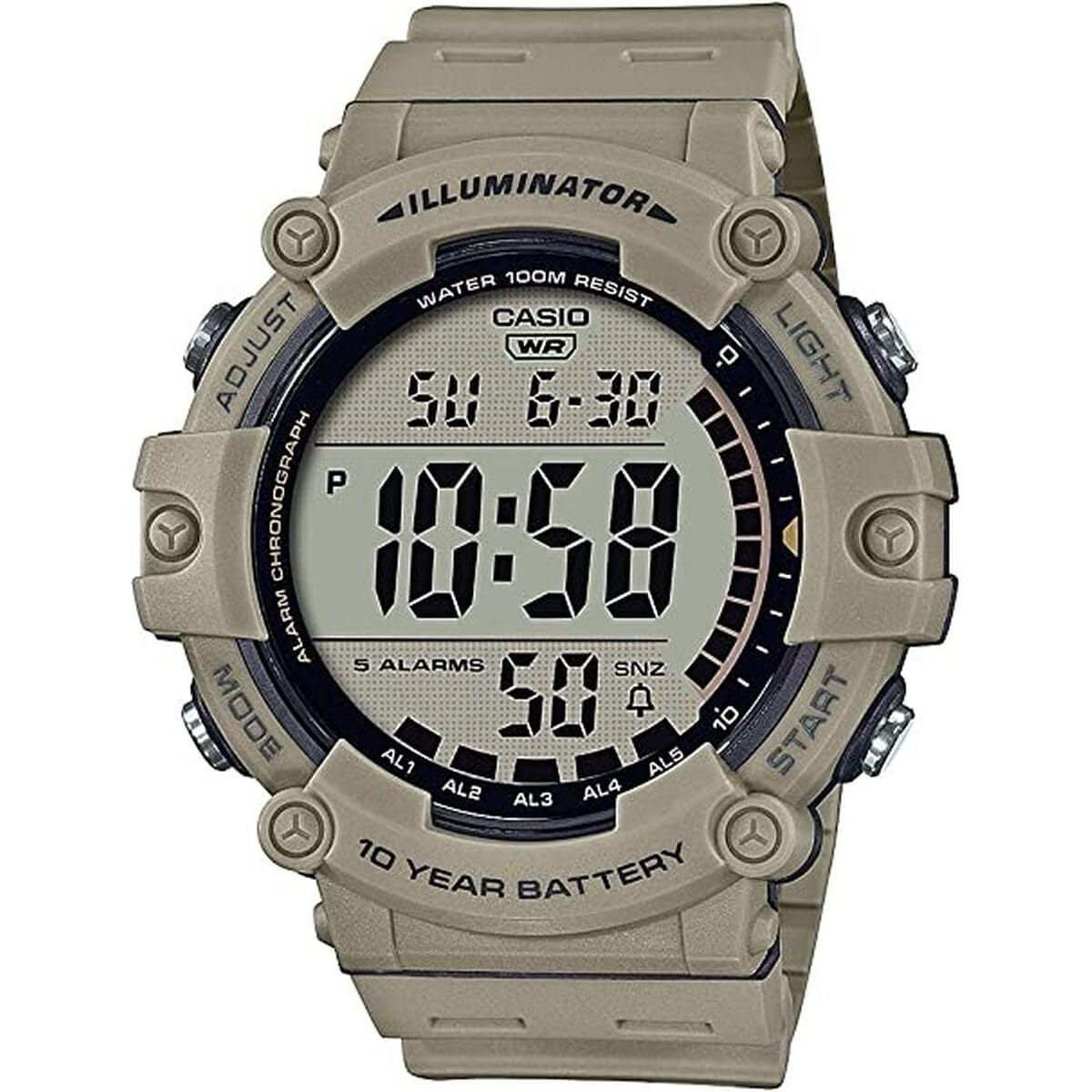 Casio Illuminator AE1500WH Series | 10-Year Battery | LED Backlight | 5-Alarms | 1/100 Sec Stopwatch | Men's Digital Watch