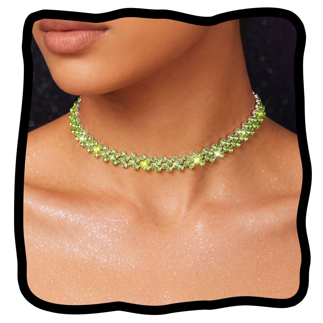 JEAIRTS Rhinestone Choker Necklace Gold Diamond Neck Chain Costume Jewelry