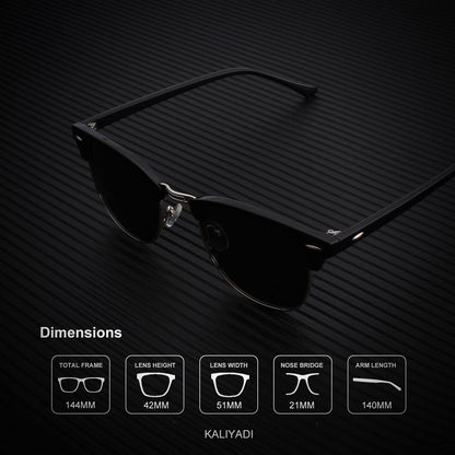 KALIYADI Polarized Sunglasses for Men and Women Semi-Rimless Frame Driving Sun glasses UV Blocking