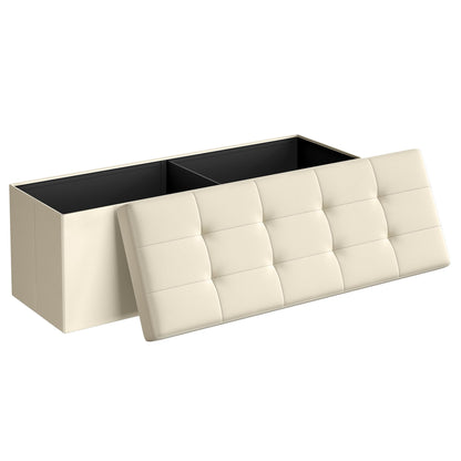 SONGMICS MAZIE Collection - 30 Inches Folding Storage Ottoman Bench, Ottoman Foot Rest, End of Bed Bench, Storage Chest, Load 660 lb, for Living Room, Bedroom, Entryway, Dark Gray ULSF47K