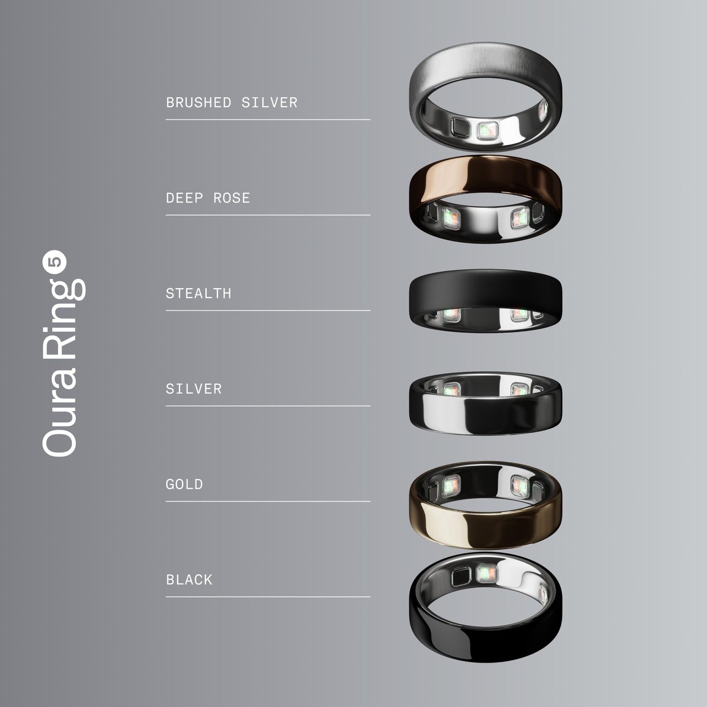 Oura Ring 5 - Stealth - Size 9 - World's Smallest Smart Ring - Sleep, Activity, Women's Health, AI Advisor, 1 Week of Battery Life, Oura App, Android & iOS Compatible