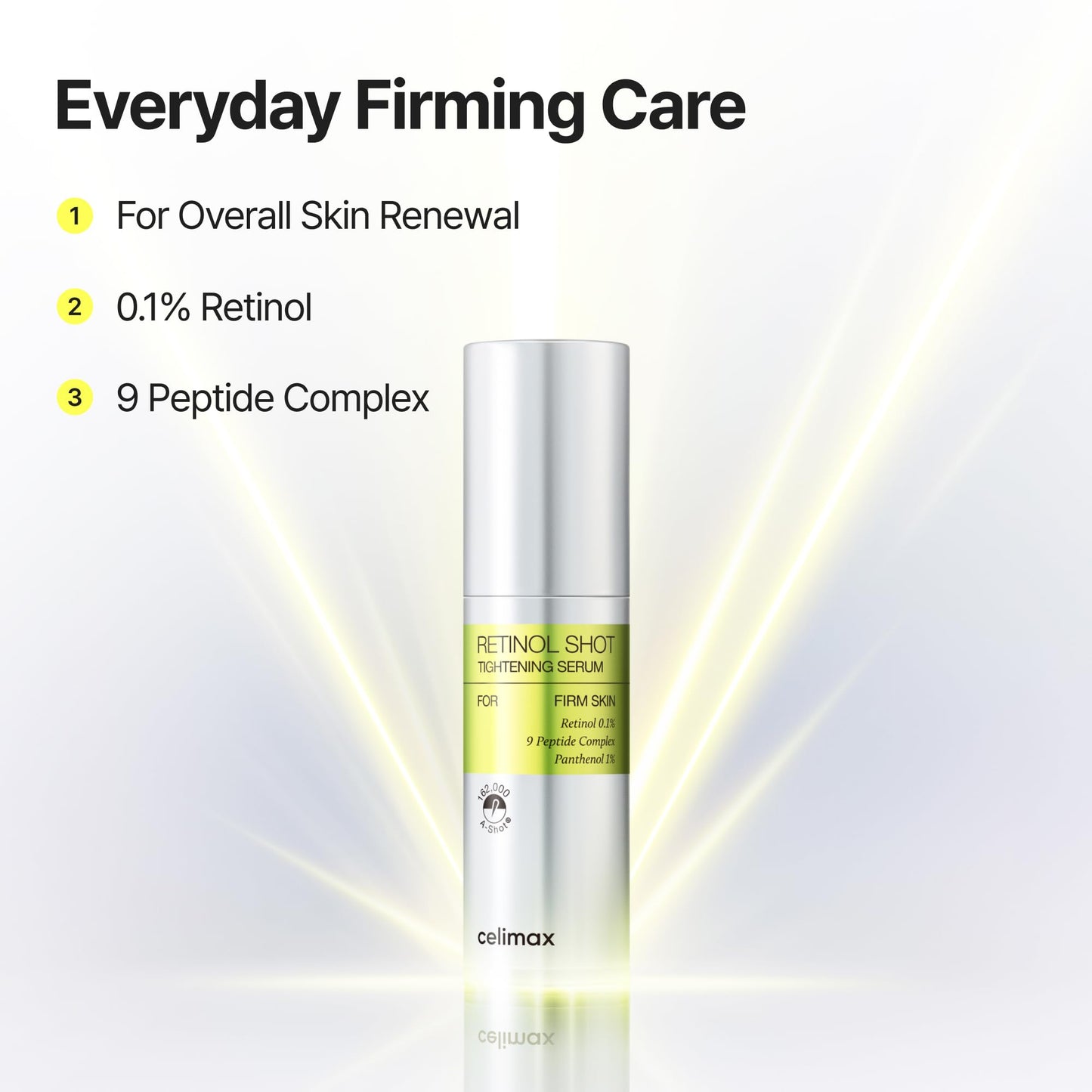 celimax The Vita A Retinal Shot Tightening Booster | 0.1% Retinal, 3% Matryxyl, High-Strength Retinoid for Anti-Aging, Pore Minimizer, Wrinkles & Fine Lines, Firmer Skin, 15ml, Korean Skin Care Gift